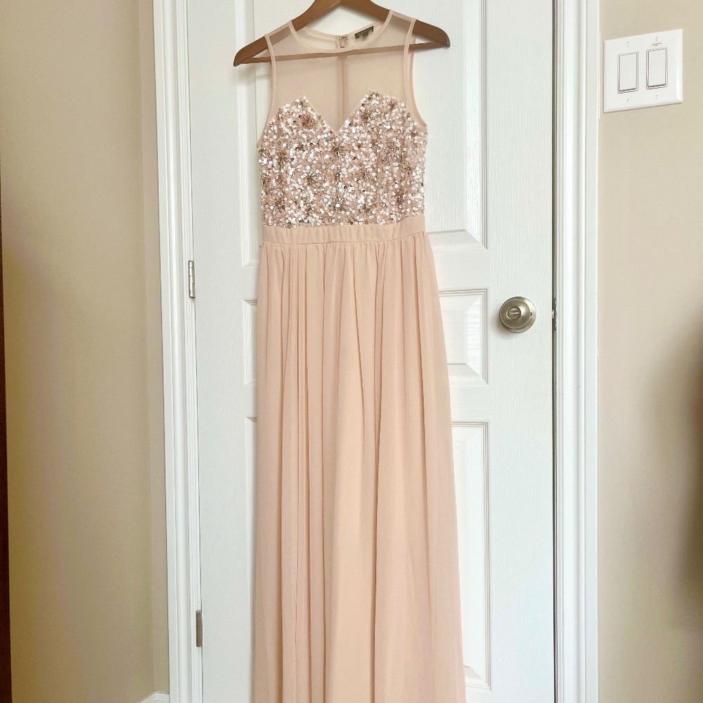 Pink Sequin Mesh Gown